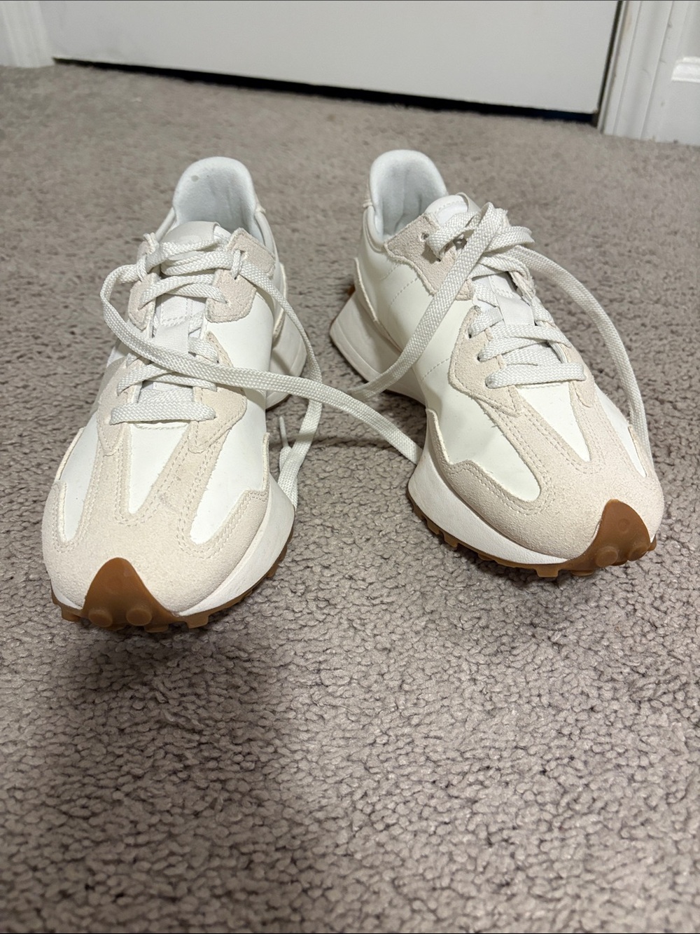 New Balance Women’s Cream and Gum Lace-Up Sneakers